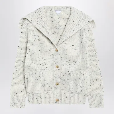 Bottega Veneta Women Cardigan In English Wool With A Melting Ribbed Texture In White
