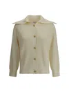 Bottega Veneta Women Cream Stretch Cotton Blend Cardigan In Multicolor