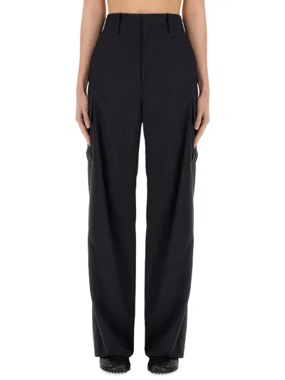 Bottega Veneta High Waist Cargo Trousers Featuring Pockets In Black