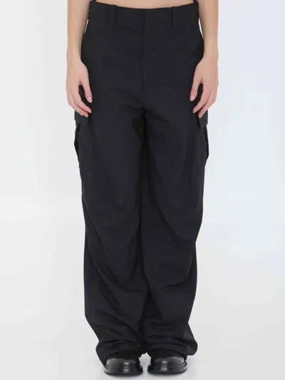 Bottega Veneta Women Cargo Trousers In Lightweight Woo In Black