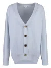 Bottega Veneta Powder Blue Stretch Cashmere Blend Cardigan In Blue
