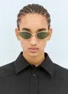 Bottega Veneta Gold-gold-green Metal Sunglasses In Gold