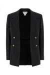 Bottega Veneta Grey Blazer With Gold Knot Buttons In Black
