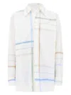 Bottega Veneta Womens White Blue Green Tau Checked Dropped-shoulder Relaxed-fit Cotton Shirt In White