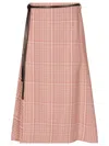 Bottega Veneta Check Tech Viscose Midi Skirt Clothing In Multicolor