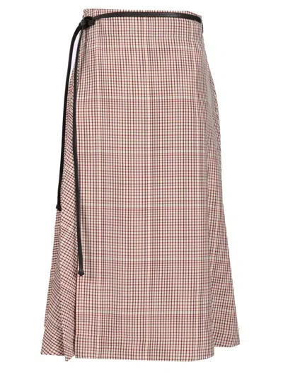 BOTTEGA VENETA BOTTEGA VENETA WOMEN CHECKED MIDI SKIRT