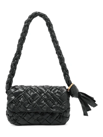 Bottega Veneta Kalimero Città Gathered Intrecciato Leather Shoulder Bag In Black