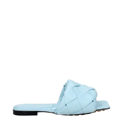 Bottega Veneta Women's Clogs And Mules Pale Blue Leather