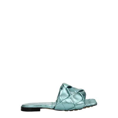 Bottega Veneta Women's Clogs And Mules Sky Blue/ice Moon Leather