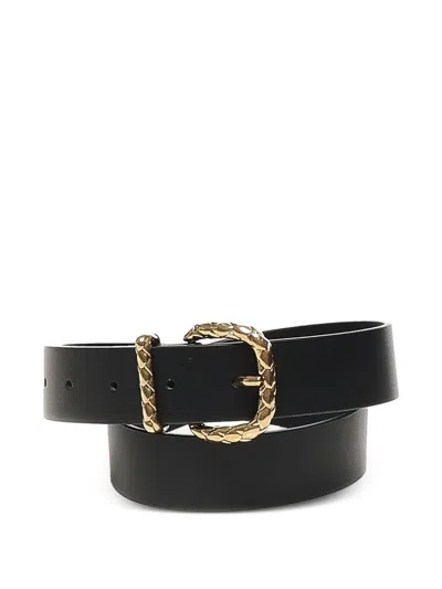 Bottega Veneta Women Coassiale Leather Belt In Black