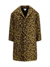 Bottega Veneta Womens Brushed Leopard Wool-blend Coat Camel Black Brown In Multi