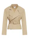 Bottega Veneta Compact Cotton Blouson With Belt In Brown