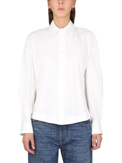 Bottega Veneta Women Compact Cotton Shirt In Beige