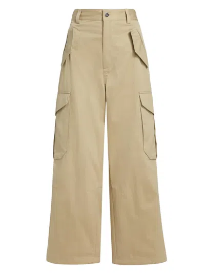 Bottega Veneta Women's Compact Cotton Twill Trousers In Brown