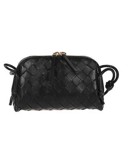 Bottega Veneta Concert Pouch Intrecciato Leather Shoulder Bag In Black