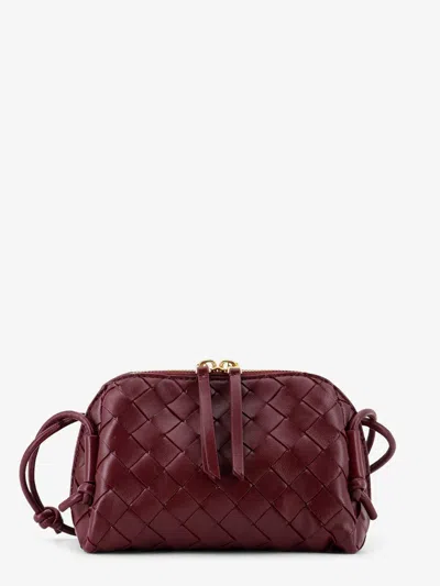 Bottega Veneta Women Concert Pouch Leather Crossbody Bag With Intrecciato Motif In Burgundy