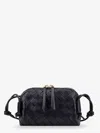 Bottega Veneta Women Concert Pouch Leather Shoulder Bag With Intrecciato Motif In Black
