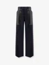 Bottega Veneta Dark Blue Wool And Cotton Palazzo Pant In Multi