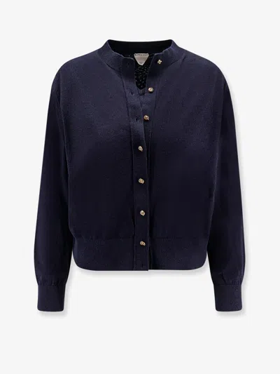 Bottega Veneta Cardigan And Sleeveless Knit Vest Twin Set In Blue