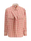 Bottega Veneta Womens Moon Red Relaxed-fit Check-pattern Cotton Shirt In Multicolor