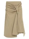 Bottega Veneta Pleated Cotton Long Skirt In Beige