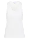 Bottega Veneta Sleeveless Fitted Ribbed Top With Scoop Neckline In White