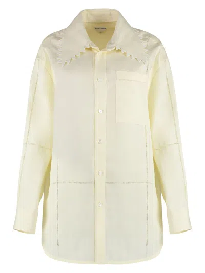 BOTTEGA VENETA WOMEN'S CREAM LINEN SHIRT