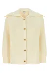 Bottega Veneta Women Cream Stretch Cotton Blend Cardigan In Yellow