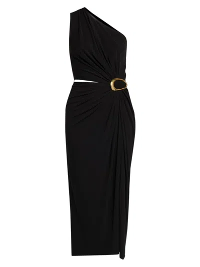 Bottega Veneta Buckle Detailed Sleeveless Midi Dress In Black
