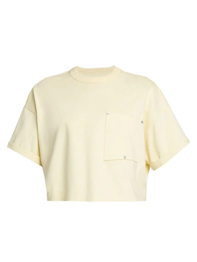 Bottega Veneta Jersey Cropped T-shirt With V Pocket In Yellow