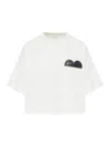 Bottega Veneta White Short-sleeved Crop T-shirt With Heart In Yellow