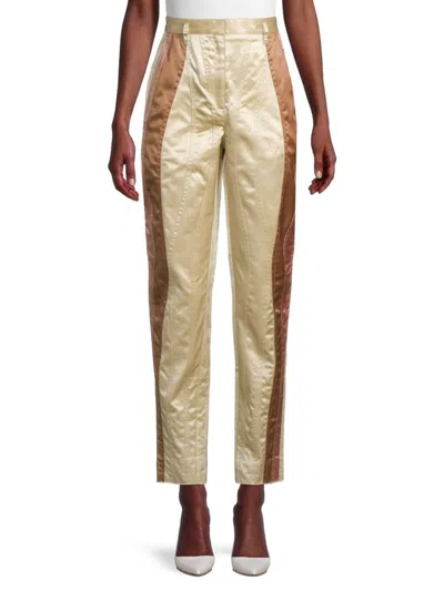 Bottega Veneta Women's Cupro-lined Colorblock Pant In Gold