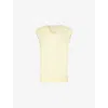 BOTTEGA VENETA WOMENS DAFFODIL BRAND-EMBROIDERED V-NECK CASHMERE GILET