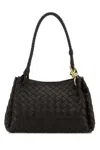 Bottega Veneta Women Black Leather Small Parachute Handbag In Brown