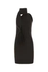 Bottega Veneta Asymmetric Knitted Haltner-neck Dress In Brown