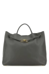 Bottega Veneta Women Dark Grey Leather Large Andiamo Shopping Bag In Gray