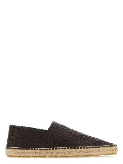 BOTTEGA VENETA WOMEN'S DARK LEATHER ESPADRILLES SANDAL
