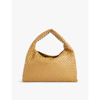 BOTTEGA VENETA WOMENS DARK PRALINE-M BRASS HOP SMALL LEATHER TOTE BAG