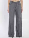 Bottega Veneta Wide-leg Vintage Denim Trousers Pleats In Gray