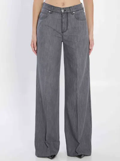 Bottega Veneta Women Denim Palazzo Jeans In Gray