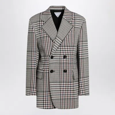 Bottega Veneta Women Double-breasted Checkered Jacket In Structured Cotton In Black
