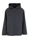 Bottega Veneta Women Double Face Wool Hooded Blouson With Leather Piping