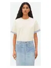 Bottega Veneta Striped Double Layer Cotton T-shirt In White