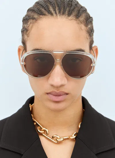 Bottega Veneta Women Drop Aviator Sunglasses In Silver