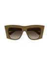 Bottega Veneta Women's Edgy 54mm Rectangular Sunglasses In Brown