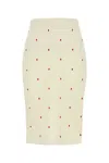 Bottega Veneta Womens Matches Embroidered Fine-knit Cotton-blend Midi Skirt Chalk-vernis In White