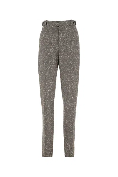 Bottega Veneta Women Embroidered Stretch Viscose Blend Pant In Grey