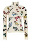 Bottega Veneta Embroidered Stretch Wool Blend Sweater With High Neck