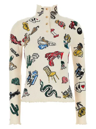 BOTTEGA VENETA WOMEN'S EMBROIDERED STRETCH WOOL BLEND SWEATER