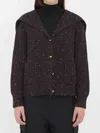 Bottega Veneta Women English Rib Wool Cardigan In Purple